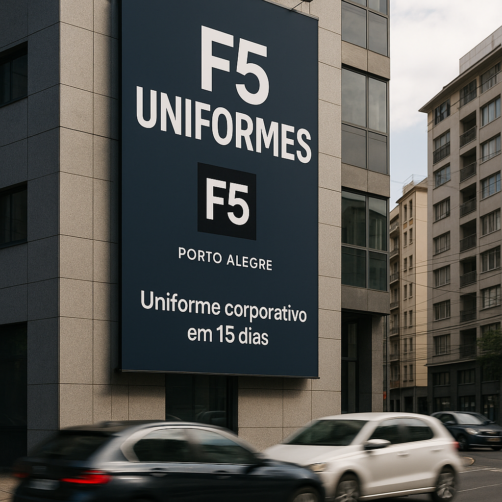 Banner outdoor F5 Uniformes em fachada de predio